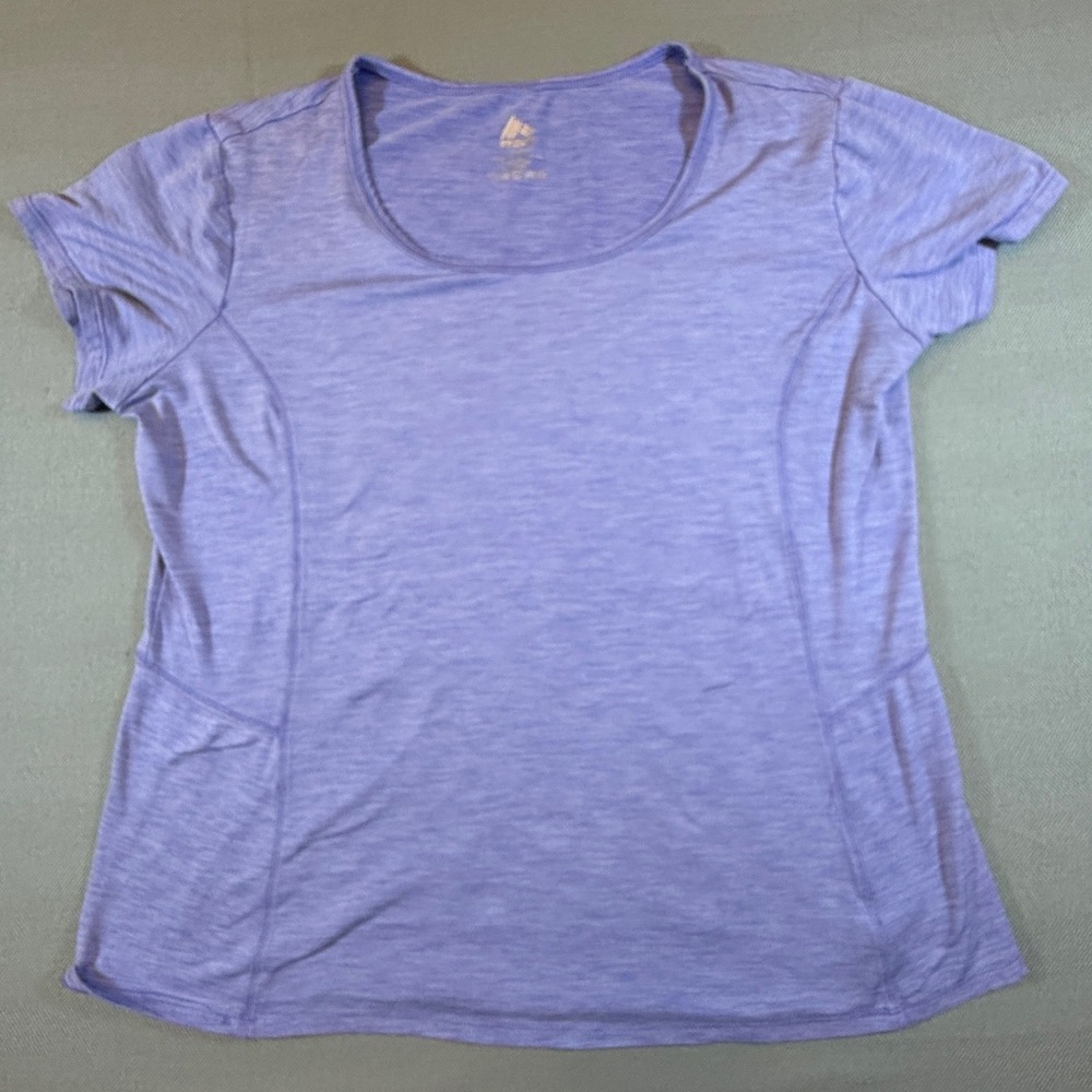 RBX Active Womens Large Purple Heathered Short Sleeve Workout Tee CR2196 1971